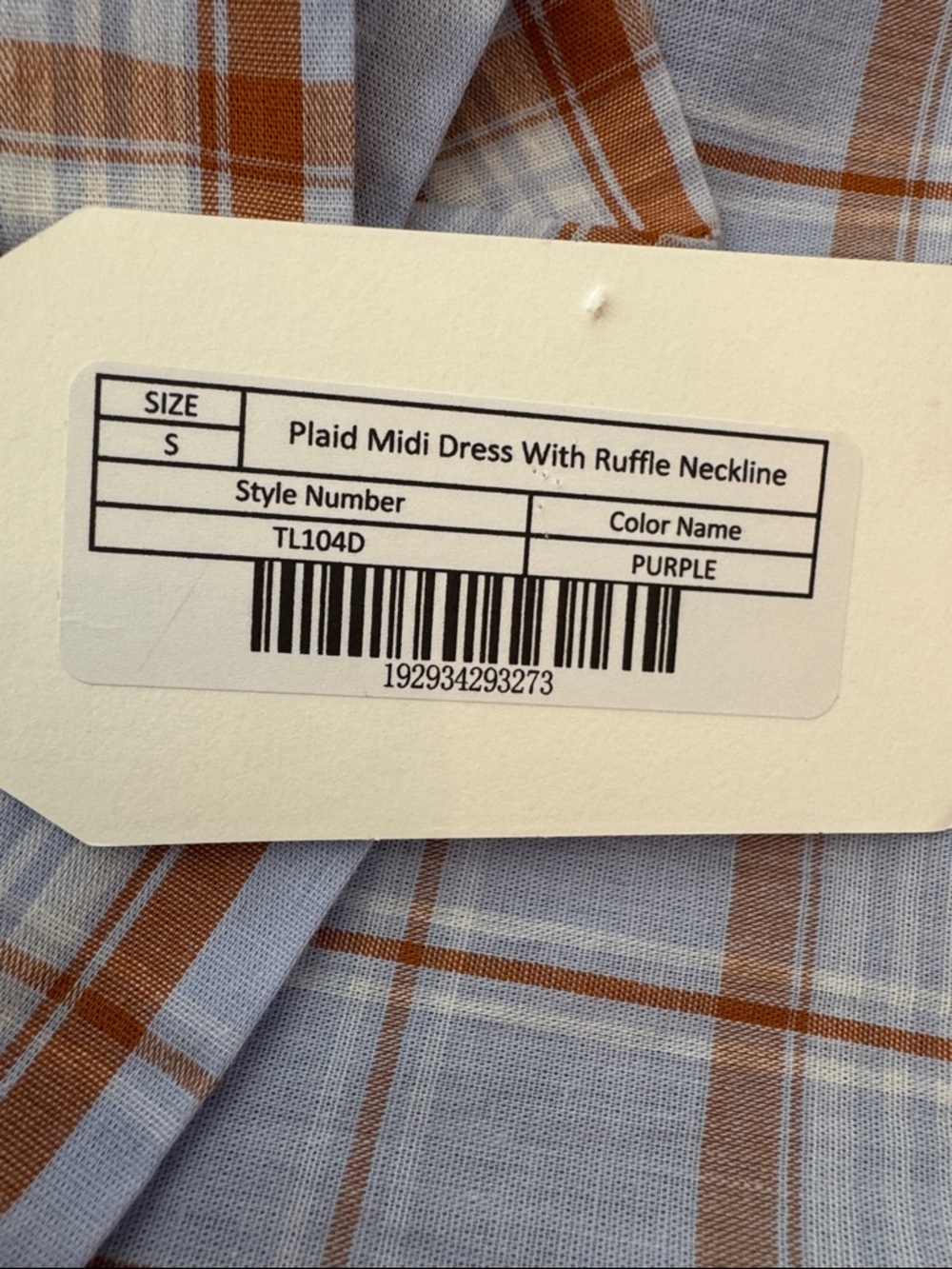 NWT English Factory Plaid Ruffle Midi Dress in Light Blue and Tan size Small - Picture 9 of 14
